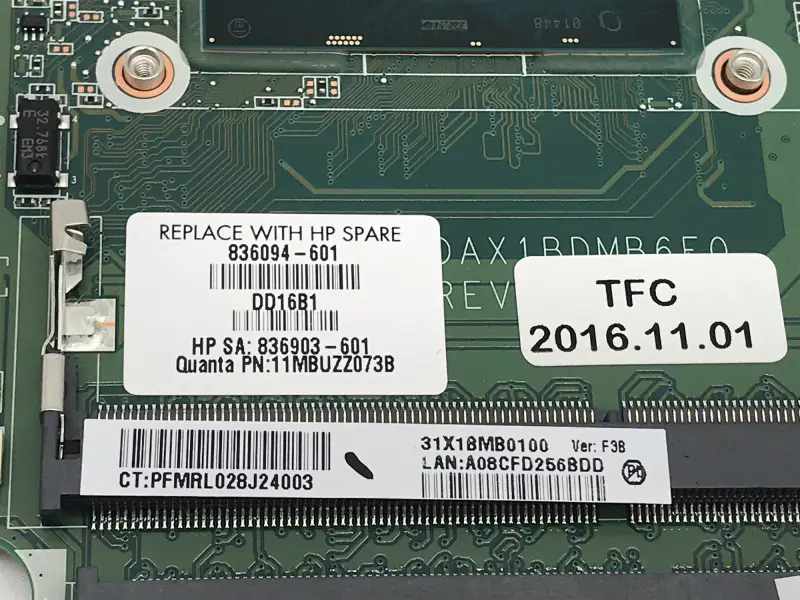 HP 836094-001 836094-501 836094-601 DAX1BDMB6F0 Motherboard