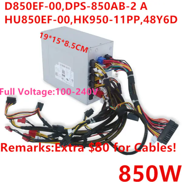 PSU For Dell Alienware R8R7 850W Power Supply D850EF-00 DPS-850AB-2 A HU850EF-00 HU850EF-01 HK950-11PP HK950-51PP
