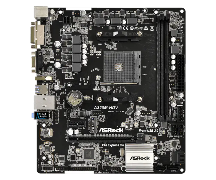 Asrock A320M-HDV Motherboard AM4 DDR4 32G M-ATX
