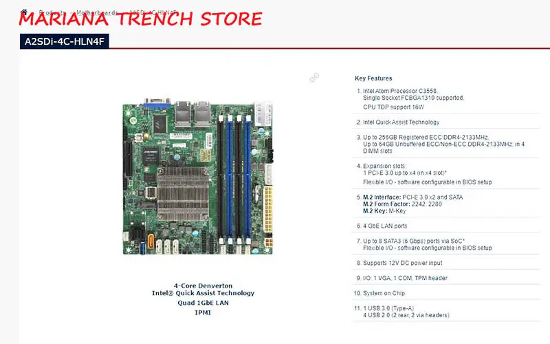 A2sdi-4c-hln4f For Supermicro Embedded/lot Motherboard Single Socket Fcbga1310 Atom Processor C3558 Quad 1gbe Lan