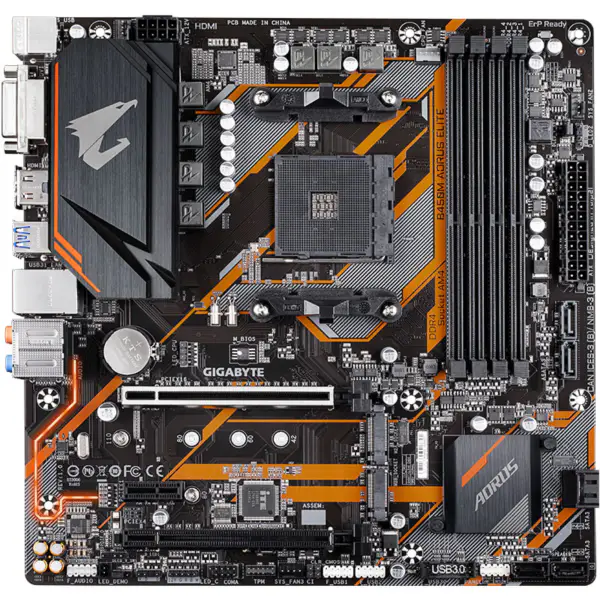 Gigabyte GA B450M AORUS ELITE Motherboard AMD B450 DDR4 DIMM USB3.1 Micro-ATX 64G