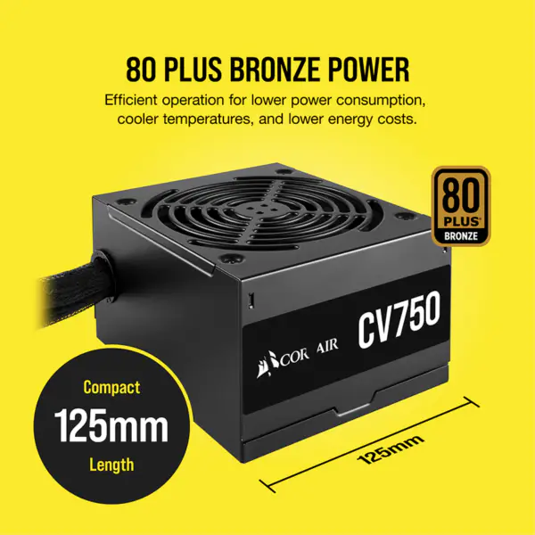 Cors Air Power Pc Power Supply Cv750 750w Atx High Power Supply 80plus Low Noise Fan Rps0146