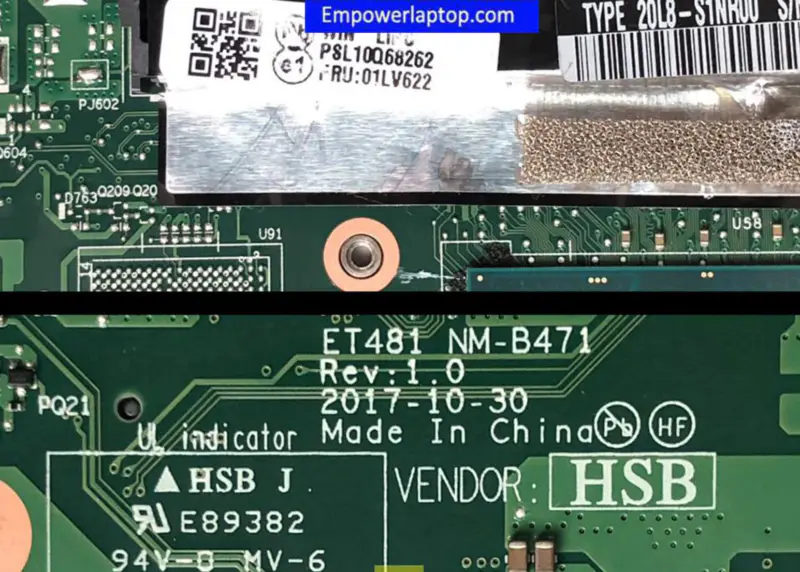 Lenovo ThinkPad T480s Laptop Motherboard ET481 NM-B471 With SR3L9 I5-8350U 8GB