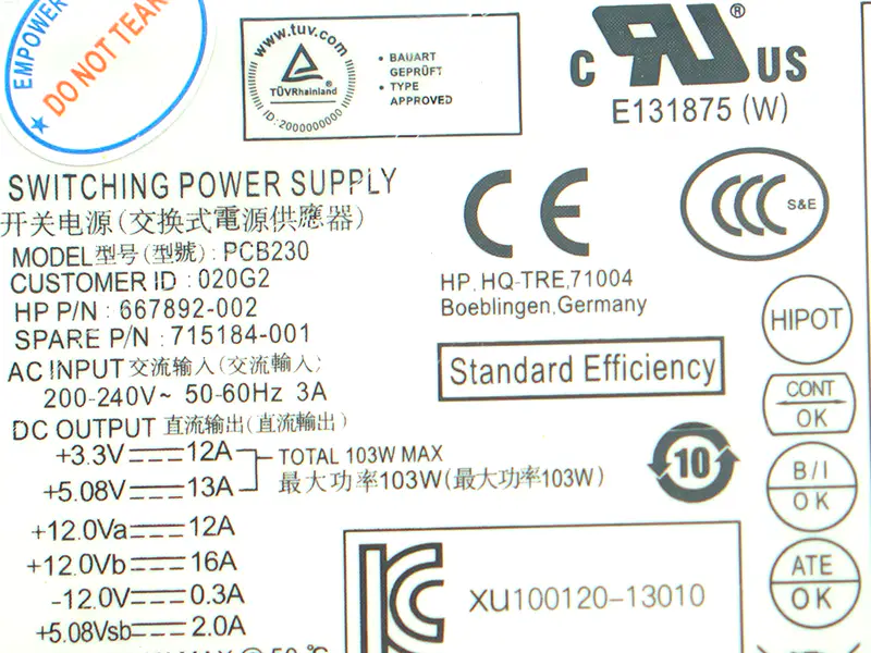 HP D13-180P1A PCE018 Power Supply