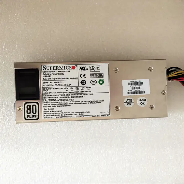Supermicro 1U 200W Power Supply PWS-201-1H